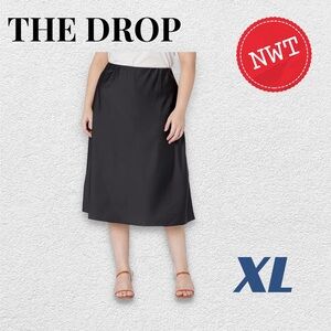 🆕🏷️*NWT* THE DROP | XL| Black Maya Silky Slip Midi A-line Skirt